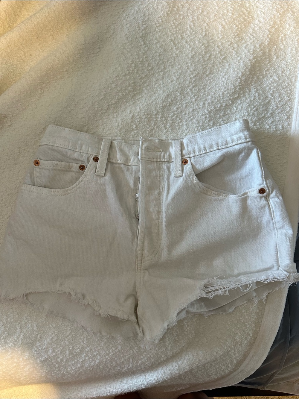 Levi’s 501 white denim shorts